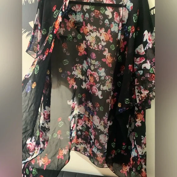 Floral Sheer Kimono Swim Coverup - Picture 2 of 4